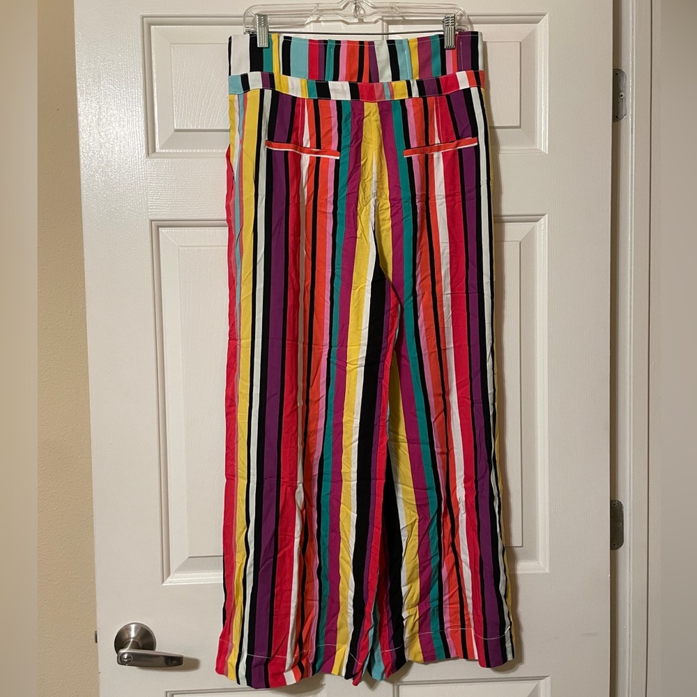 NWT 7th Avenue New York & Company Wide Leg Multicolor Stripe Palazzo Pant Size 8 - Picture 7 of 9